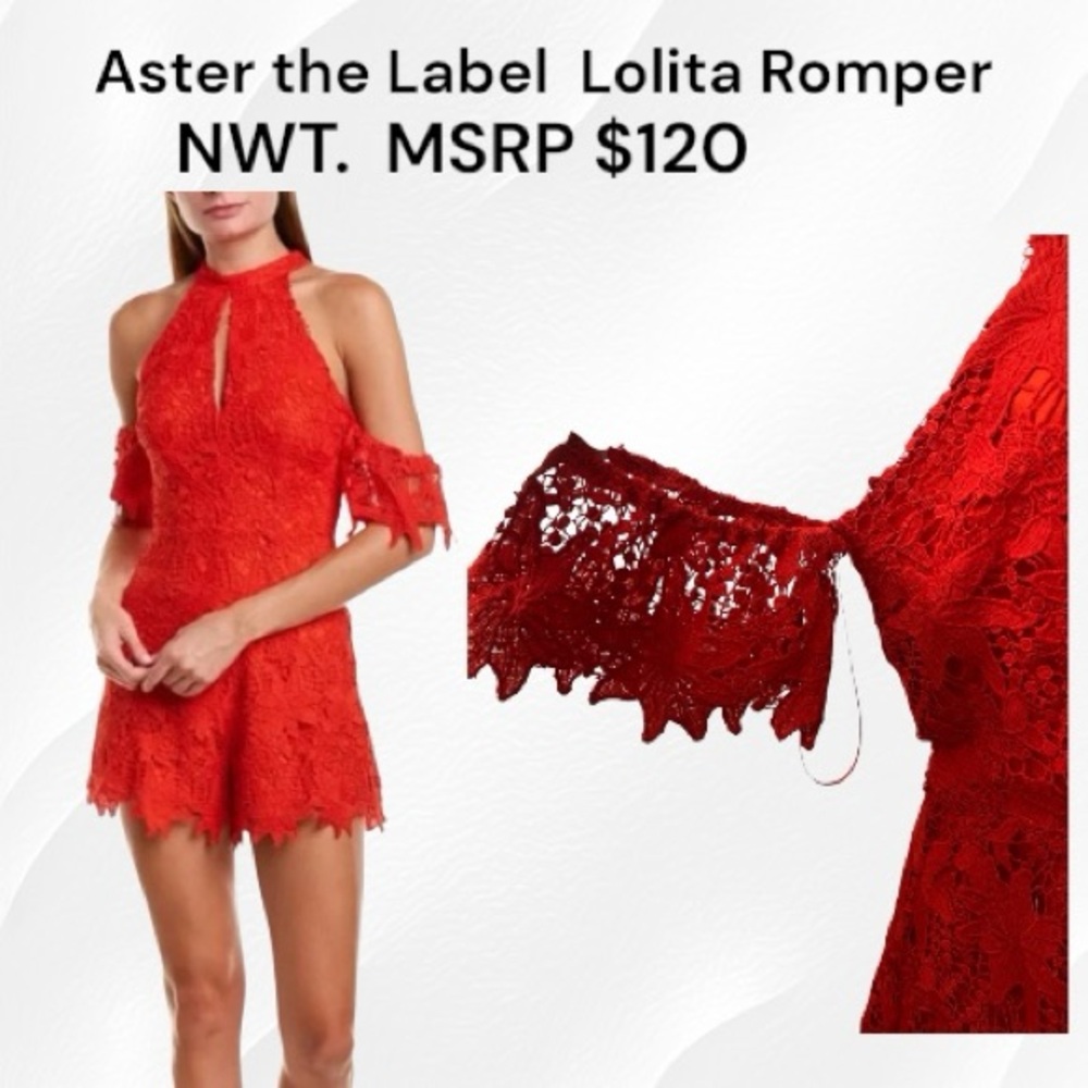 Aster the Label Lolita Romper Cold Shoulder NWT Size Medium MSRP $120 - Picture 3 of 5